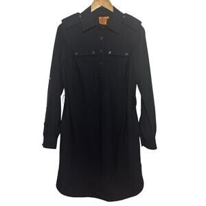 Tory Burch Black Wool Blend Size 6 Tanyei Military Style Shirt Dress